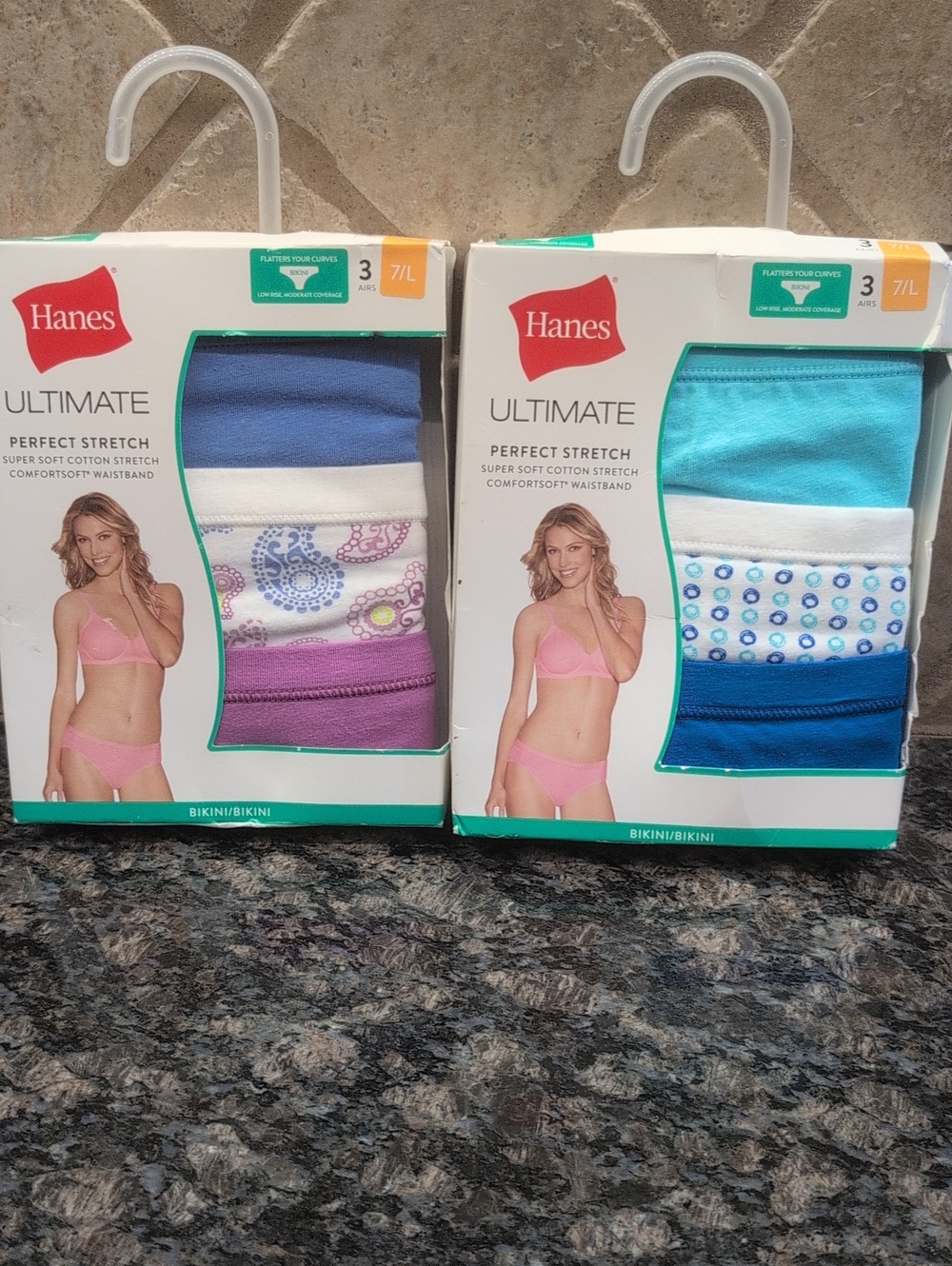 Hanes Ultimate Bikini Pack - Aqua, Purple, White NWT - Lot of 2